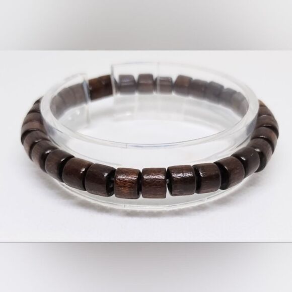 Men's bracelet beaded beads brown new e38 - Picture 1 of 1